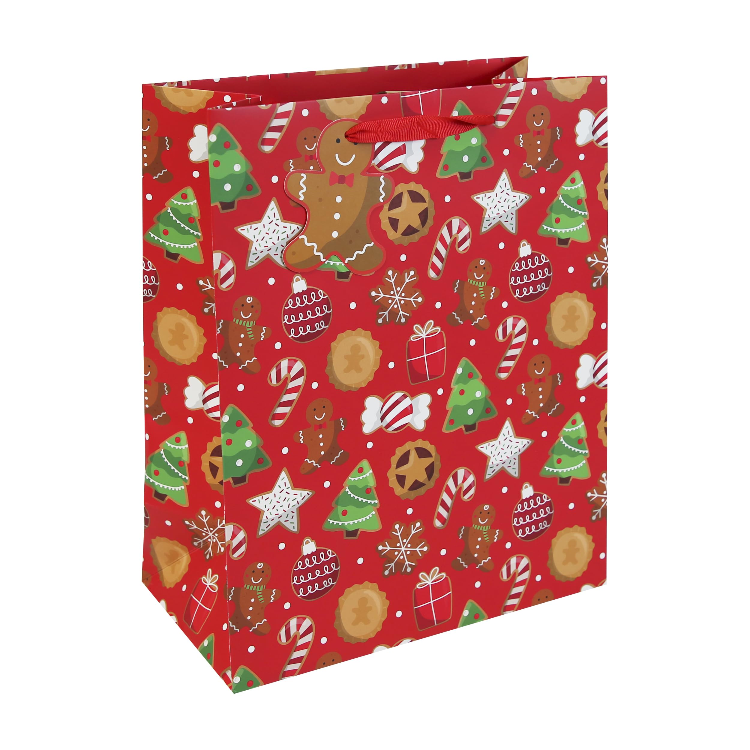 Eurowrap - X-36124-2Cpack - Un lot de 12 sacs cadeaux Noël - Grands formats 26,5x14x33cm - Noël gourmand - Qualité supérieure, résistant : 210g - idéal pour : jeux de société, puzzles, coffrets