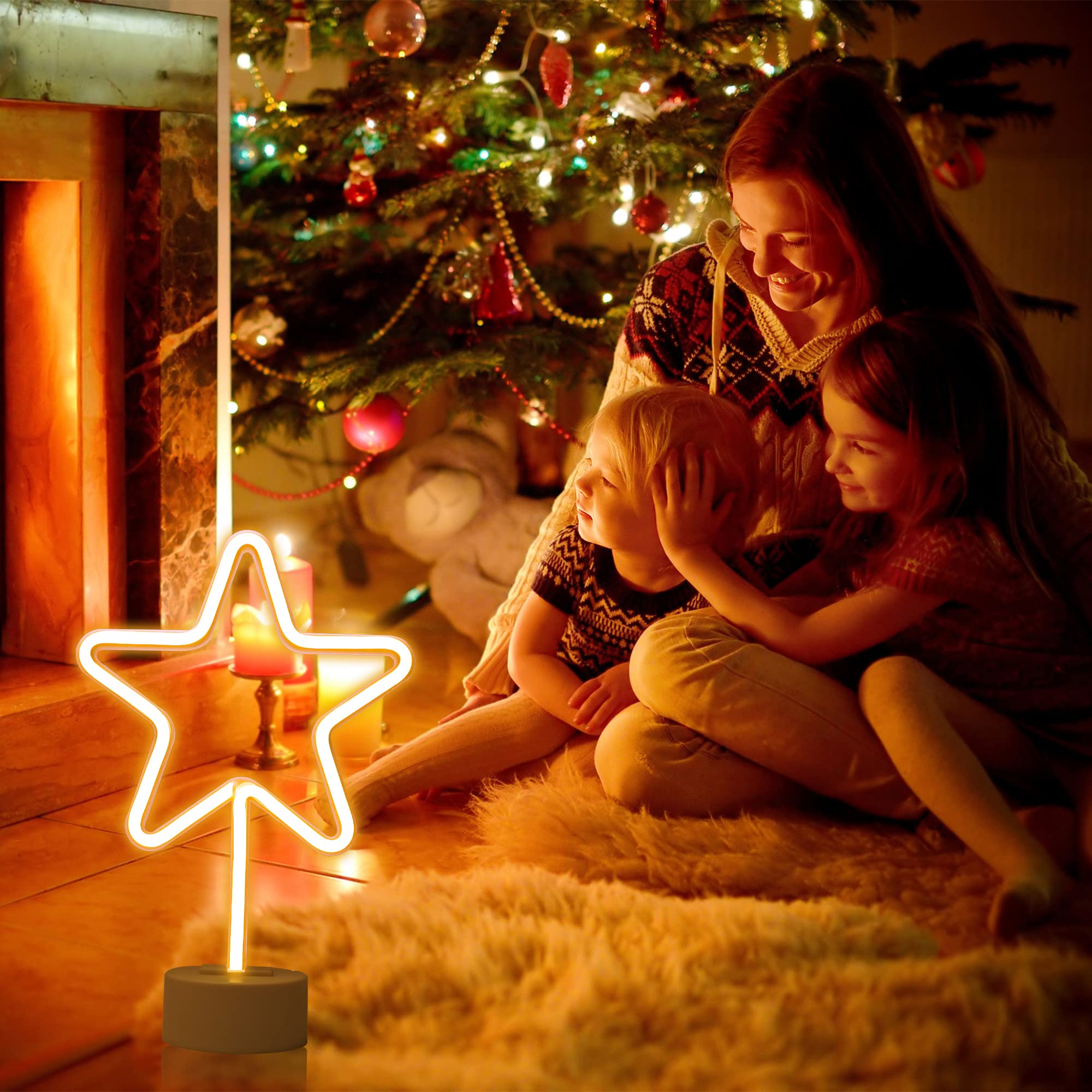 Luce al Neon a Forma di Fulmini Insegna al Neon con Base, USB/Batteria Luci al Neon LED Blu Fulmini Insegna Luminosa Luci al Neon a LED Camera da