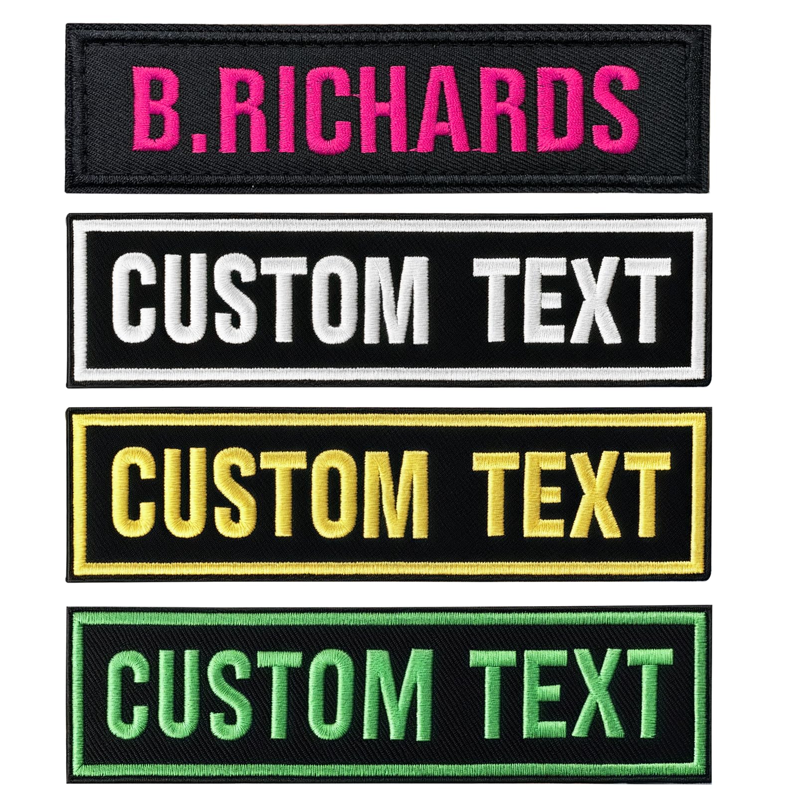 2PCS Personalized Name Patch, Custom Dog Harness Patch, Embroidered Military Name Tag Tactical Badges, Patch for Jacket Backpacks Vest, Iron-on/Hook