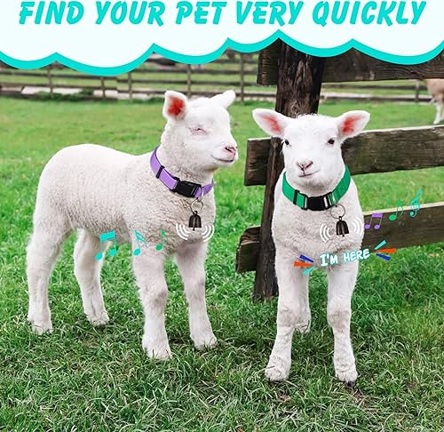 Miniatura 4 de Paquete de 12 collares de cabra con campanas, campanas de cobre de pastoreo de vaca, caballo, oveja, y collar de nailon ajustable, campanas de