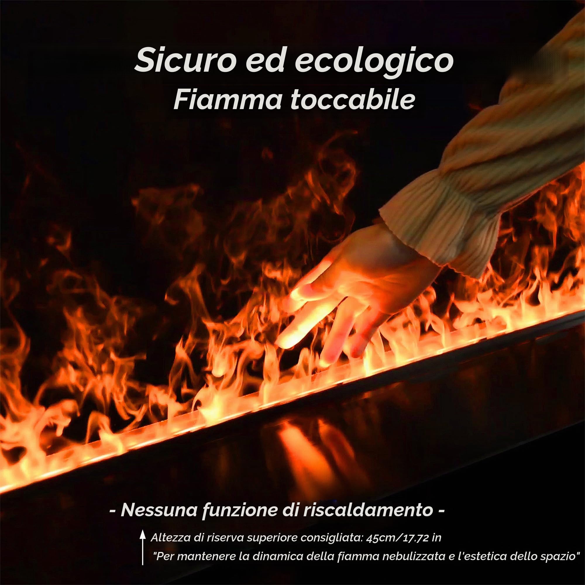 Camino elettrico 3D a vapore acqueo da incasso, fiamma atomizzata realistica, con acqua e telecomando per camino elettrico a vapore (dimensioni: 31,5 x 7,87 x 8,68,6 cm)