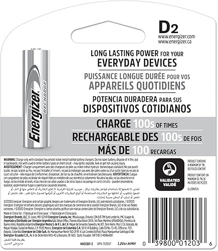 Miniatura 7 de Energizer pilas recargables NH50BP-2 D Verde y plateado 1 1