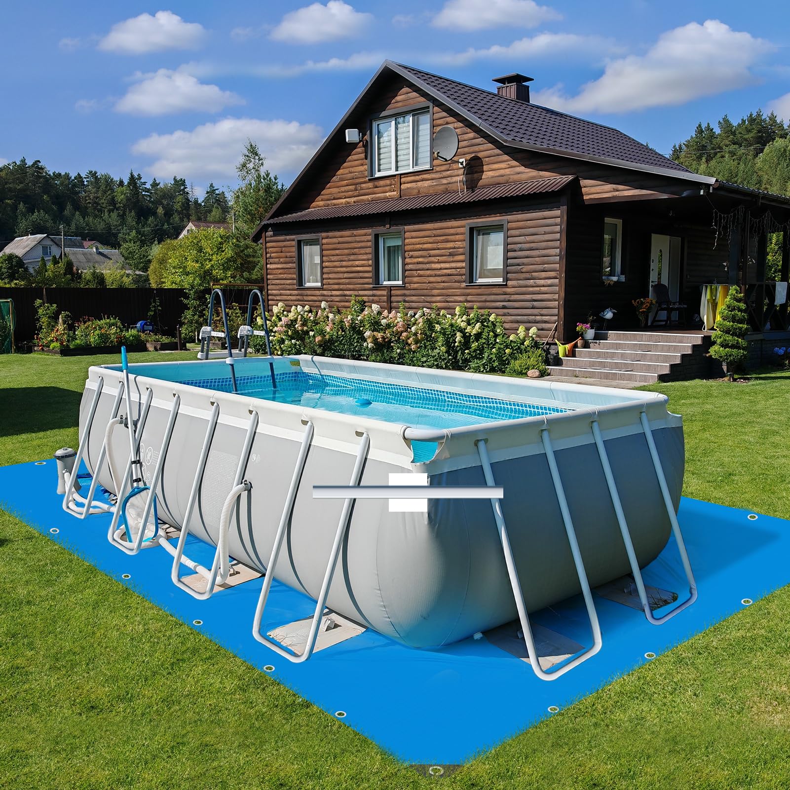 2-Pack Heavy Duty Pool Ground Cloths | 6.5' X 9.8' Waterproof PE Pool Mat For Above Ground Pools