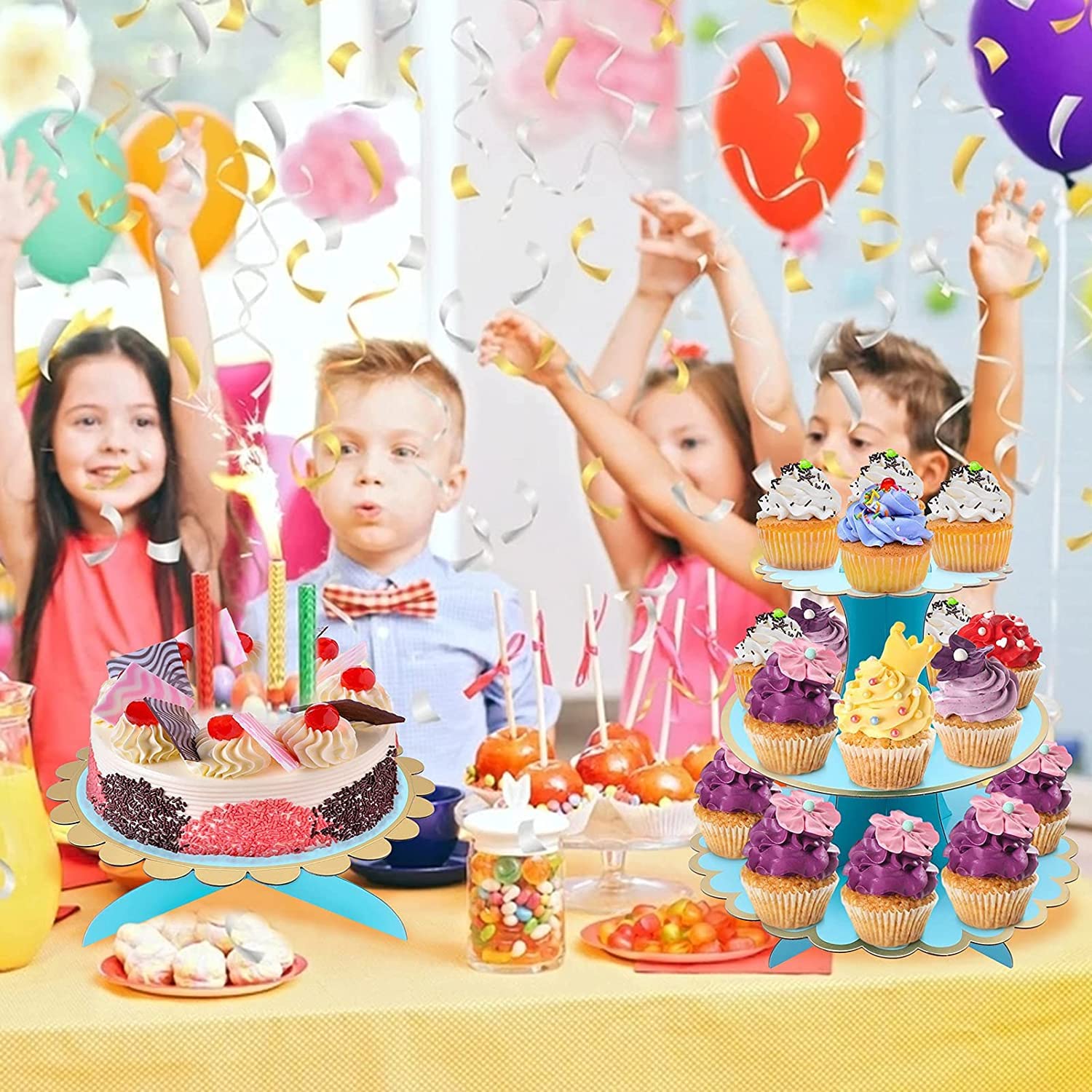 Display Dessert Rotondo Alzata Per Torte A 3 Piani Rotonda - Display Per Dessert, Frutta, Biscotti - Per Feste E Matrimoni Portadolci Feste