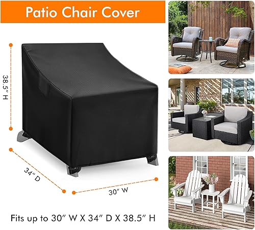 Miniatura 2 de WLEAFJ Fundas para sillas Adirondack, impermeables, resistentes, para muebles de exterior, color negro, paquete de 2, 32 pulgadas de ancho x 34
