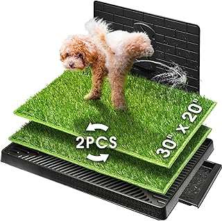 Hompet Hundeklo Hundetoilette Welpentoilette Trainingsunterlage, 2 PCS künstliche Grastrainingspads Indoor Hundetöpfchen, Hunde Training Rasenmatte für Kleine Hunde Grosse Hunde ältere (76 x 51 cm)