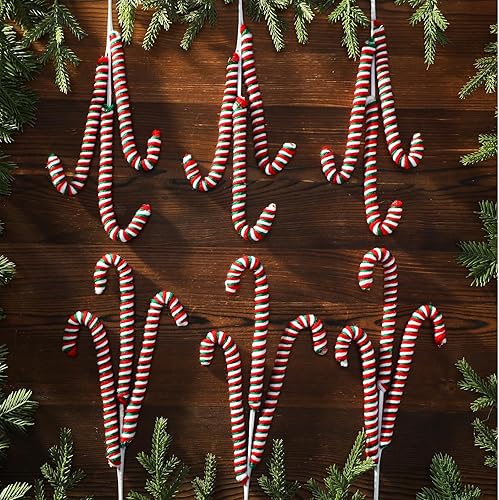 Miniatura 3 de 12 adornos de bastón de caramelo de peluche de Navidad de 16 pulgadas, púas de árbol de Navidad, decoración a rayas, decoración para el hogar,