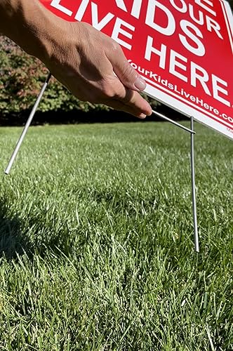 Miniatura 5 de Letrero Please Slow Down y Drive Like Your Kids Live Here (paquete combinado), rojoblanco, doble cara + soporte de metal