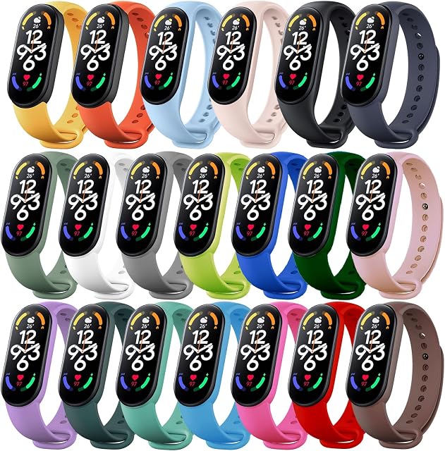 Monuary 20 Pieces Straps Compatible with Xiaomi Mi Band 6 / Xiaomi Mi Band 5 / Amazfit Band 5, Colourful Replacement Watch Bracelet Strap for Mi Band 6 / Xiaomi Mi Band 5 / Amazfit Band 5