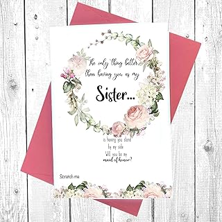 Sister Maid of honor proposal, Bridal Party invites, Sister Bridesmaid Card, Scratch off Card, Will you be my Maid of honour, Matron of Honour Invitation