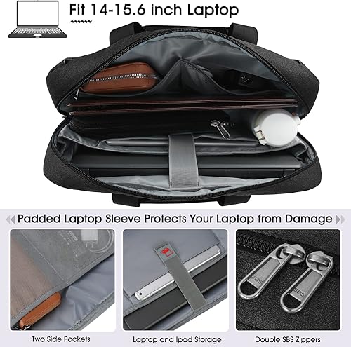 Miniatura 2 de Bolsa de hombro para laptop de 15.6 pulgadas para hombres y mujeres con bolsa organizadora de cables, funda impermeable para laptop, maletín