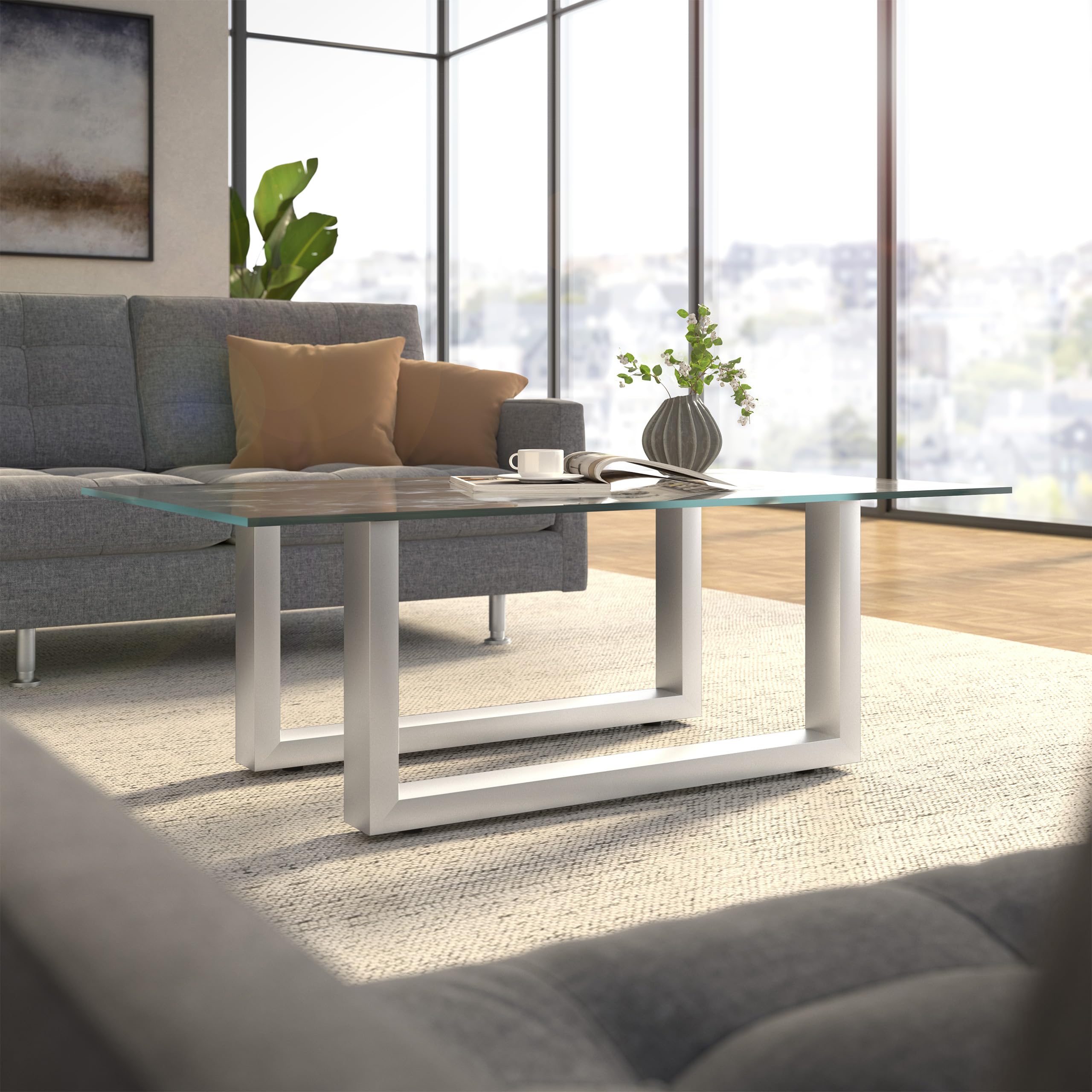 SOTECH Tischgestell KUFE ECHT Edelstahl/Profil 80 x 40 mm/Höhe: 720 mm/Tiefe: 700 mm höhenverstellbar Tischuntergestell Tischkufe Tischbein Tischfuß