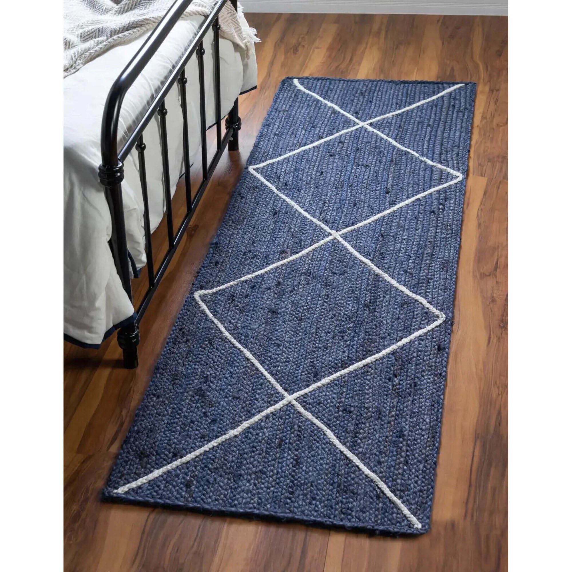 Tapis de cuisine bleu 60x90 anti-salissure et robuste pour protéger le sol du couloir