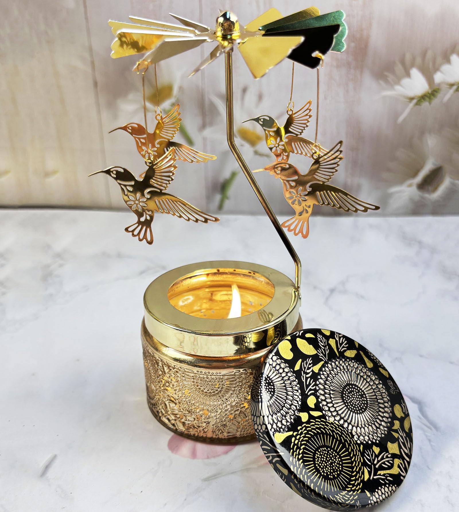 Birthday Gifts Women Rotatable Candle Gift for Mom Spinning Scented Candle Funny Gifts Christmas Mothers Day Anniversary Hummingbird