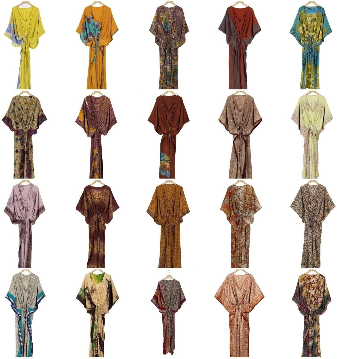 BAL GOPAL Vintage Silk Saree Kaftan Kimono Women's Holiday Silk Caftan Dress