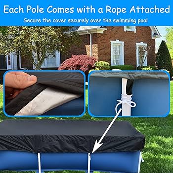 UIRWAY 9x18 FT Winter Rectangular Pool Cover With Reflective Strips, Swimming Pool Cover For Above Ground Pool, Solar Cover Including Rope Tie And Luminous Ground Nails For Rectangular Or Oval