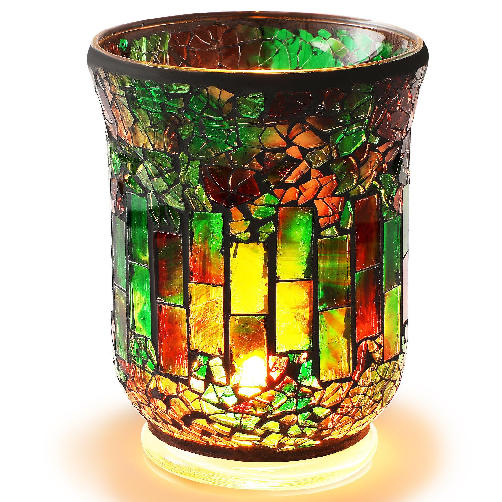Bougeoir en verre vert Angoily de style ferme pour décoration de salon et salle à manger