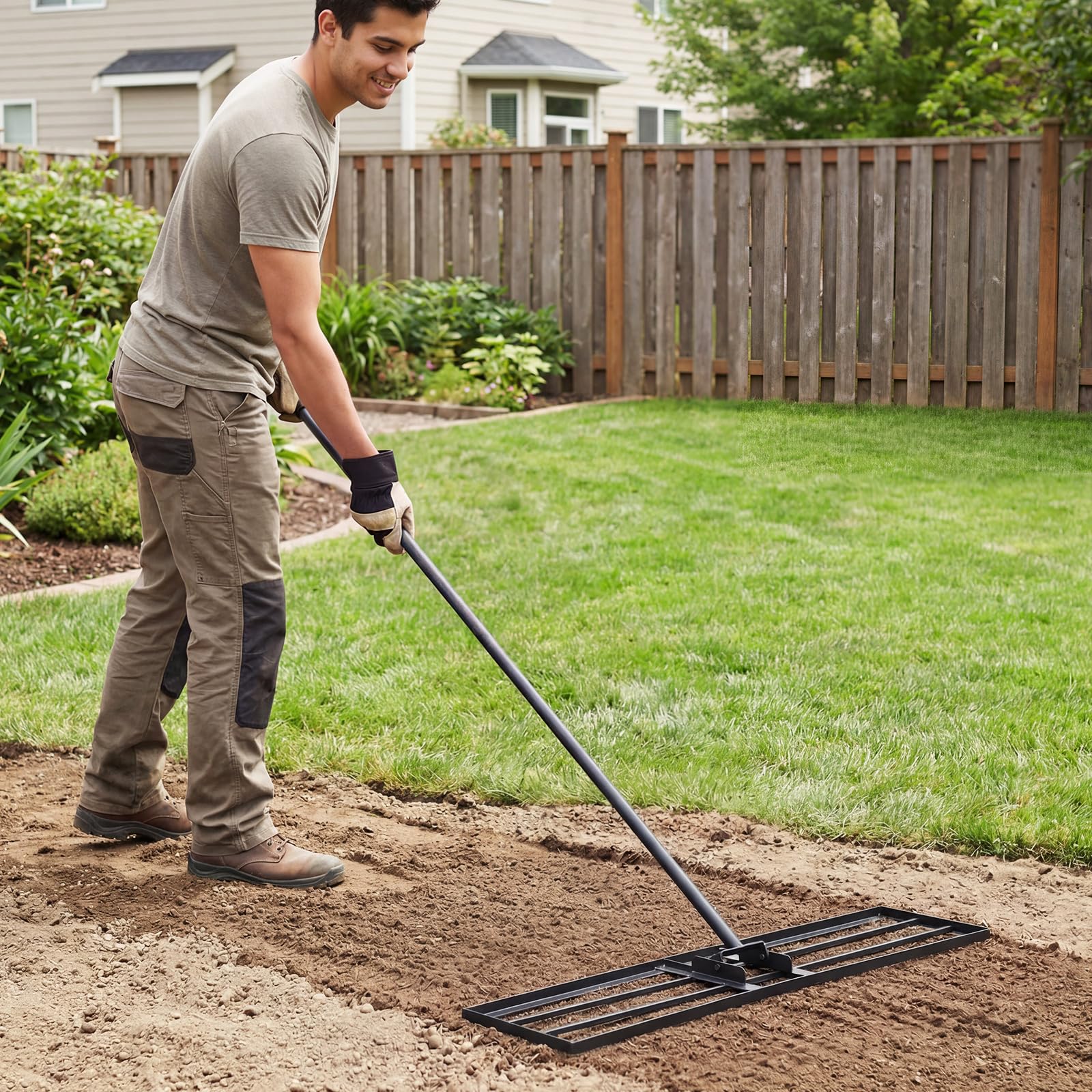 Rastrello da Giardino Colwelt a 24 Denti, in Alluminio, con Manico da 173 cm, Ideale per la Cura di Ghiaia, spiagge e Prati.