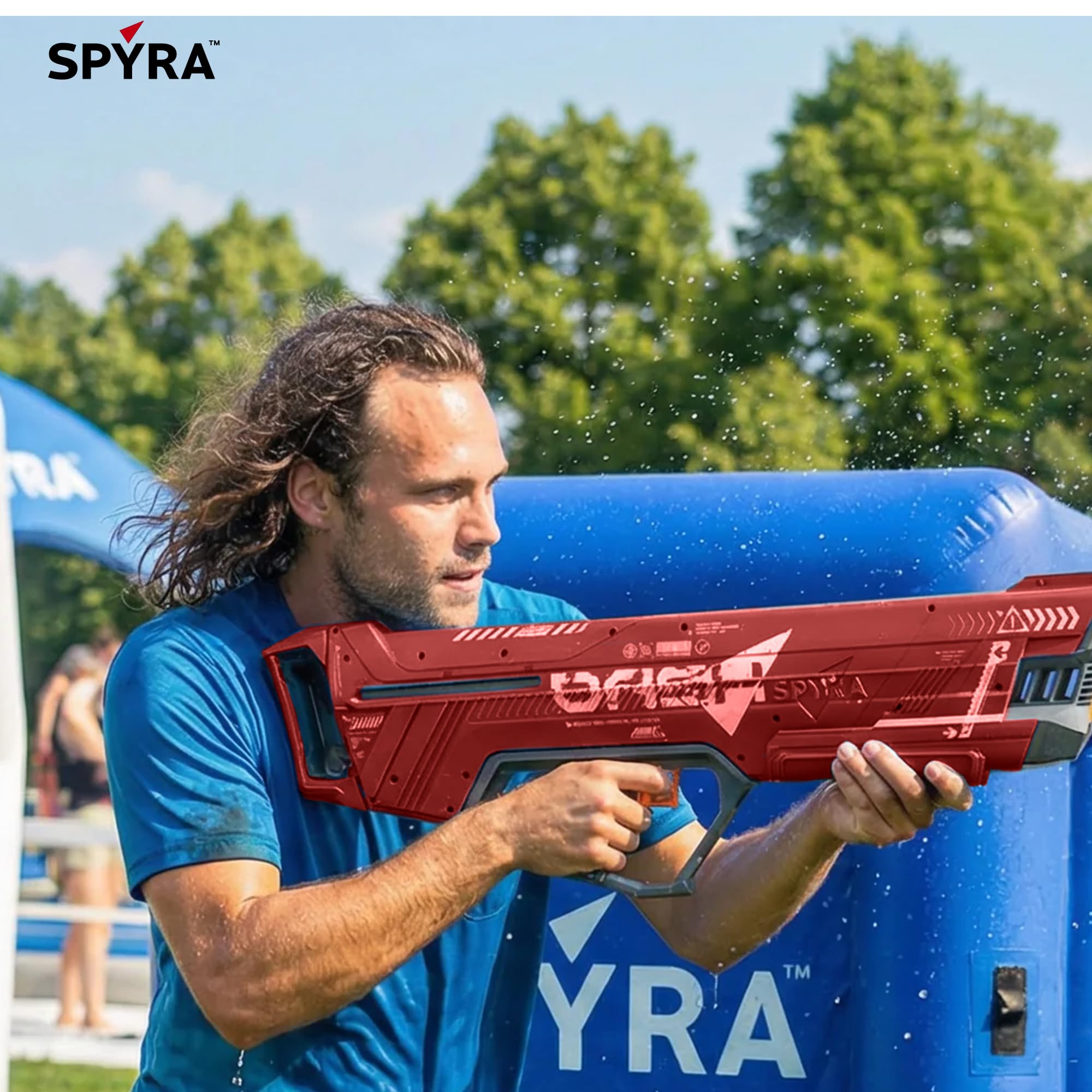 SpyraDash, extrem kraftvoller Wasserblaster mit groer Reichweite, manuellem Pumpmechanismus Keine Batterien nötig (Rot)