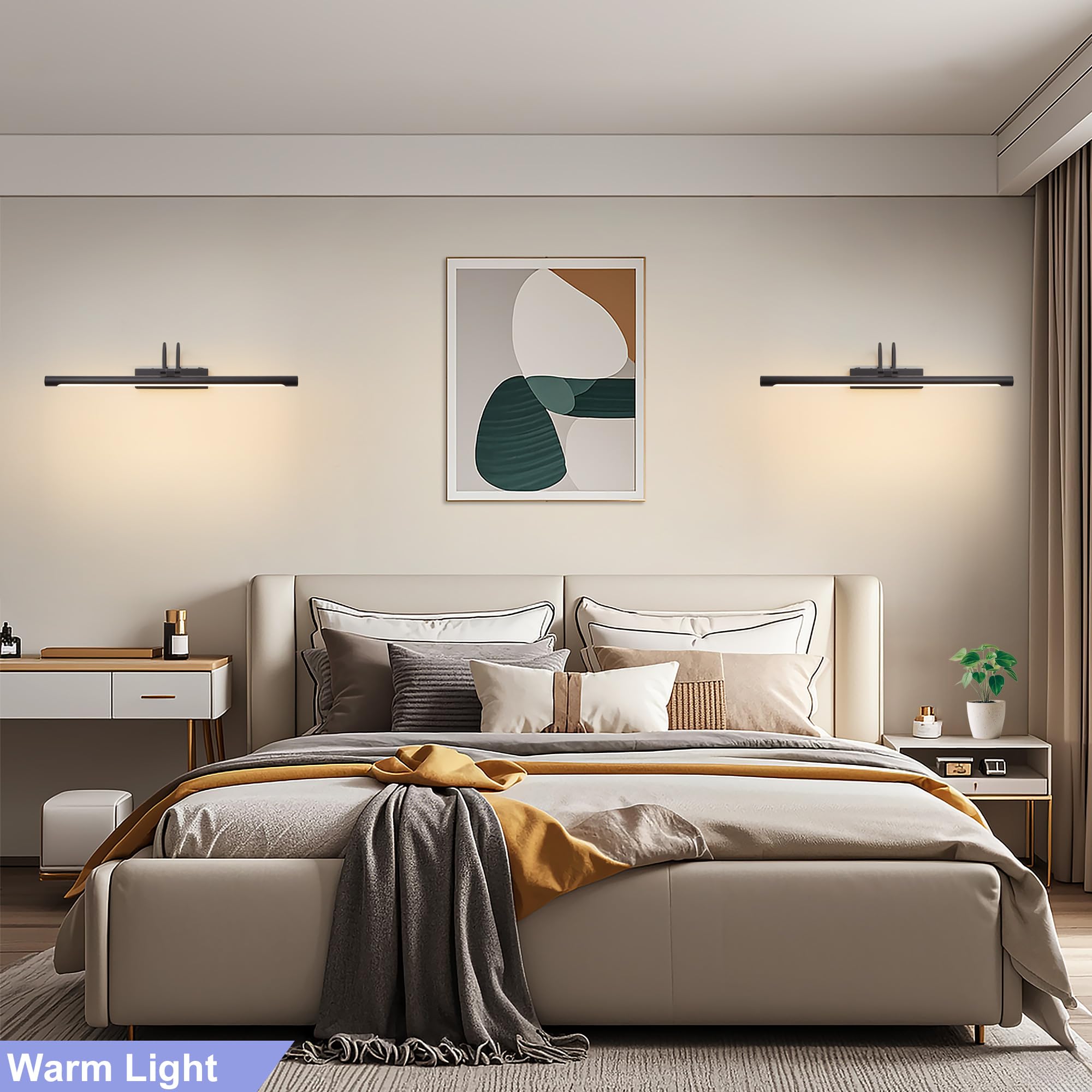 Schwarze Spiegelleuchte Bad LED Wandleuchte mit Schalter 60cm IP44 10W 270° Einstellbar 3 Farbtemperaturen 3000K 4000K 6000K 600LM Innen Badleuchte Bilderlampe Für Wohnzimmer Badzimmer Schlafzimmer