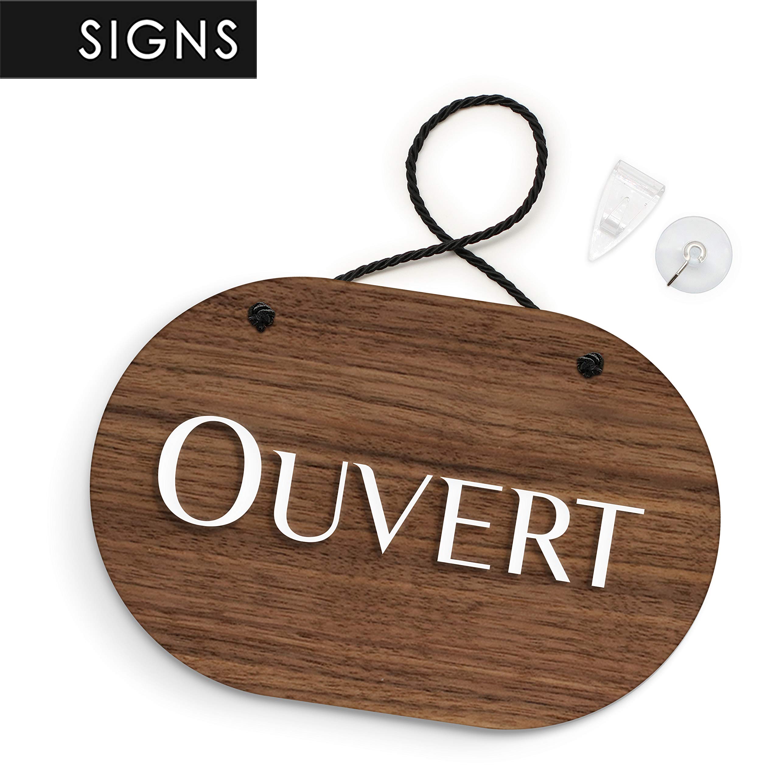 SIGNS - Ovale Elegante - Cartello Ouvert/Fermé a rilievo [OC36] Insegna per porta vetrina ingresso di Bar, Pub, Ristorante o Negozio