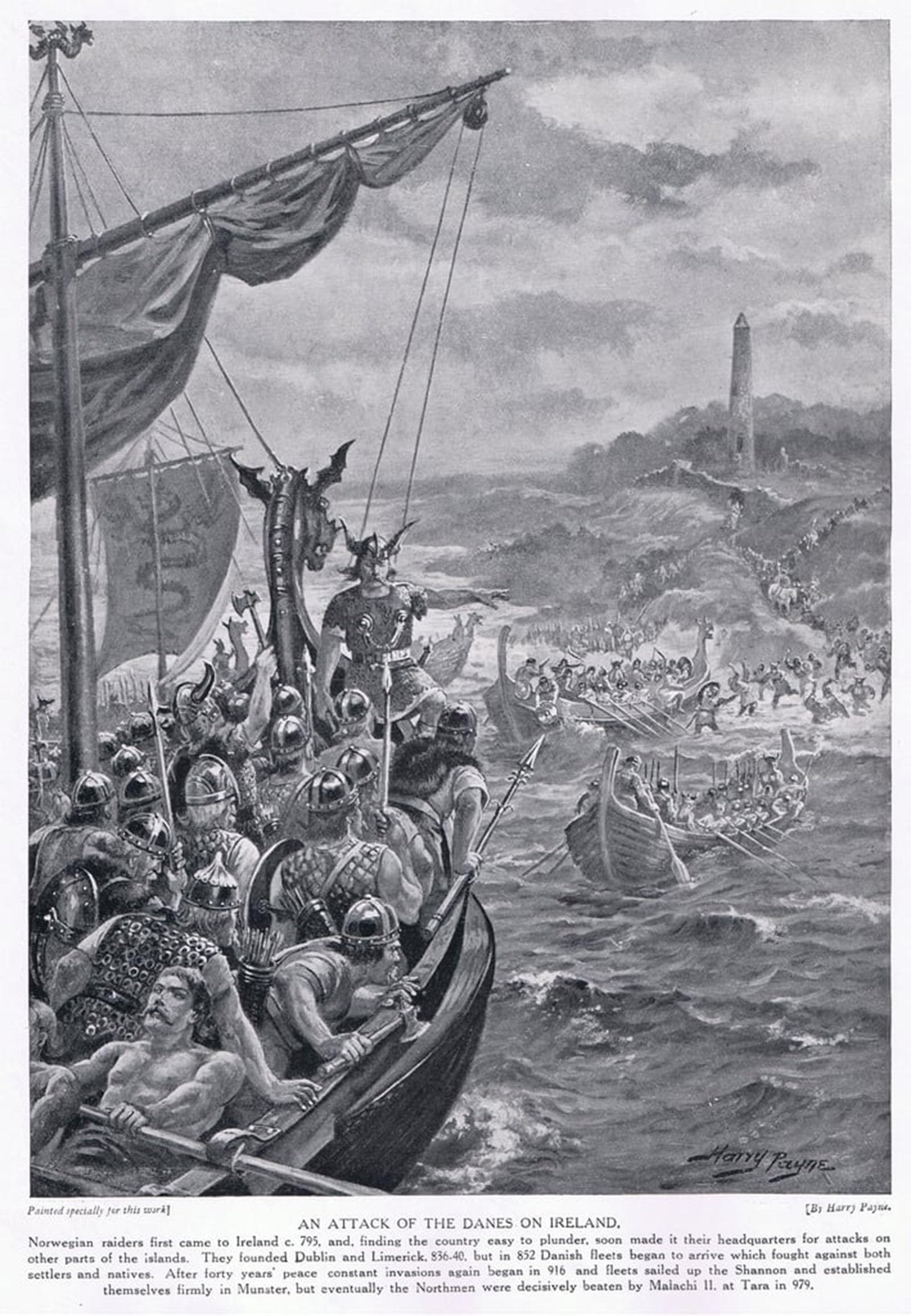 POSTERIIk Famous Animal Posters Vintage Picture an Attack of the Danes on Ireland Circa by Henry A. Payne Modern Wall Decor for Home Decor 60x90cm