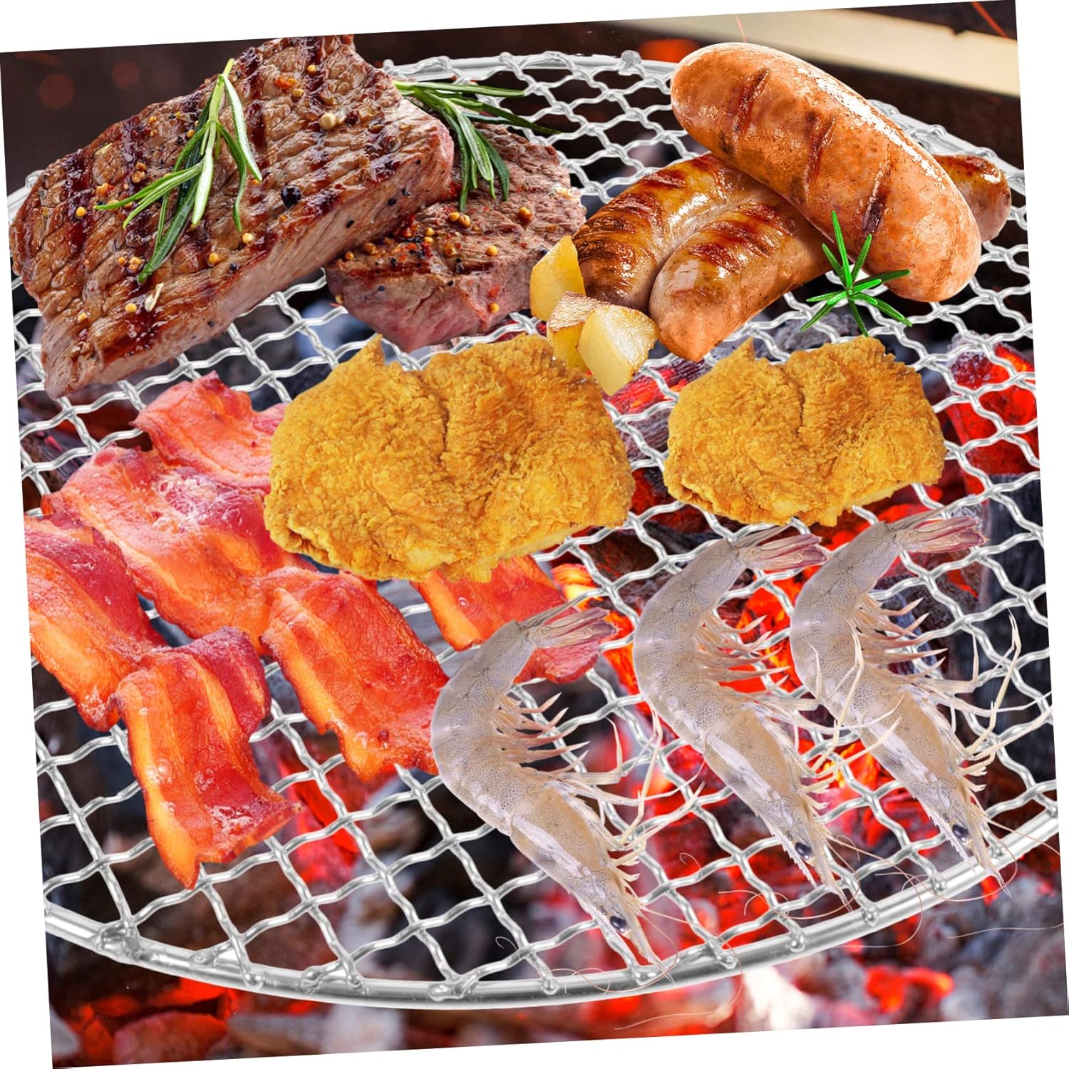 Bbq Grill Mesh Grill Mat Roast Pan Stainless Steel Mesh for Meat Burgers Chicken Vegetables