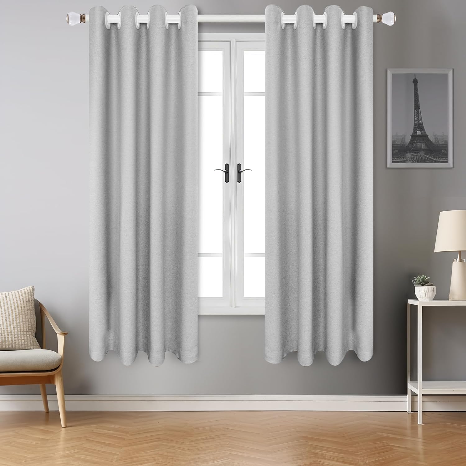 JIVINER 2 Panel Set Linen Blackout Curtains for Bedroom Living Room ...