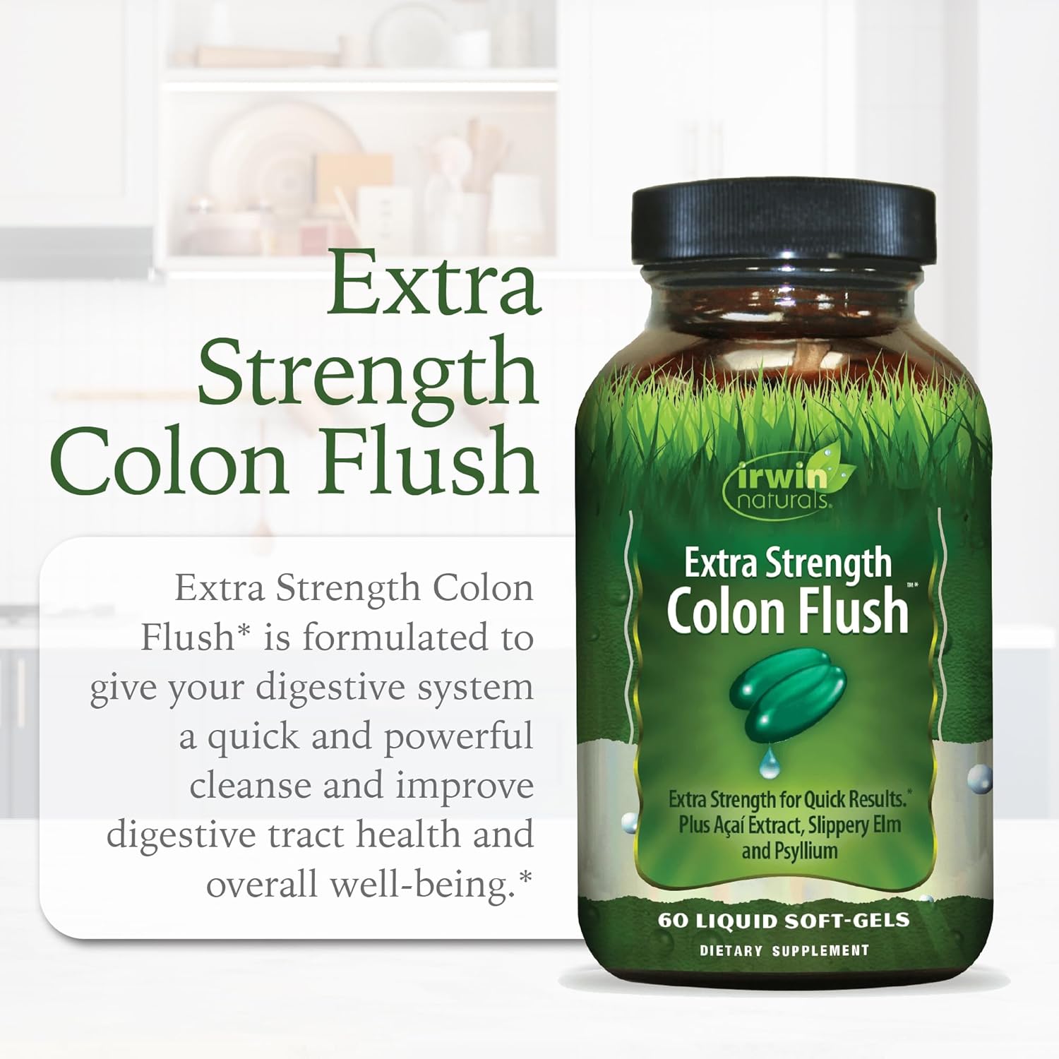 Irwin Naturals Extra Strength Colon Flush – 60 Liquid Soft-Gels – Gentle Digestive & Elimination Support - 2 Pack