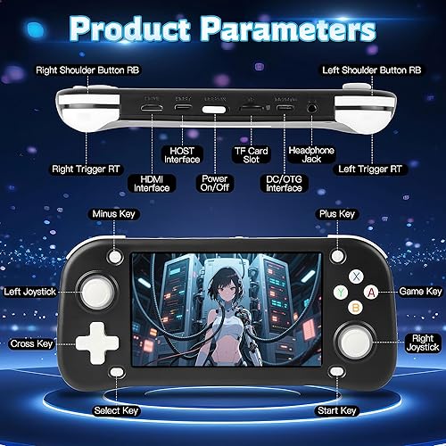 Miniatura 8 de XF43 - Consola de juegos portátil retro  Pantalla IPS de 4.3 pulgadas, batería de 3000 mAh  Tarjeta TF de 128 GB con más de 25,000 juegos  30+