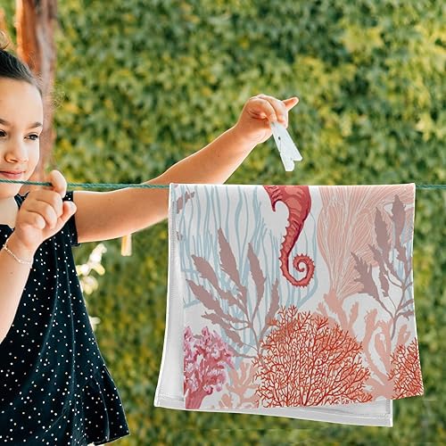 Miniatura 5 de susiyo Beautiful Corals - Juego de 2 toallas de mano decorativas con estampado de lujo, súper suaves, altamente absorbentes, multiusos, para yoga,