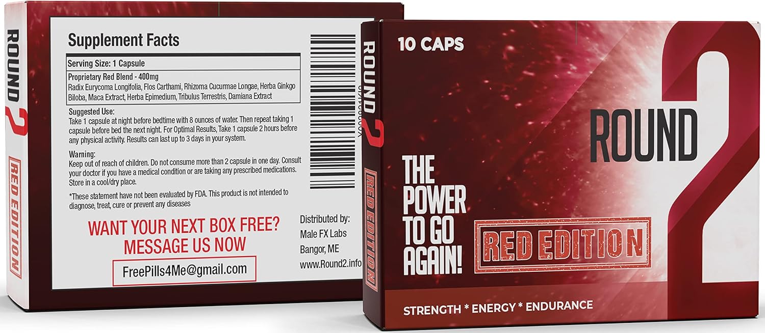Round 2 (RED Edition) Energy Supplement, Strength & Confidence (10 Caps) : Health & Household