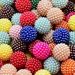 50 peças, contas de pérolas de 20 mm, contas de chiclete para caneta, contas coloridas destacáveis, bolhas, contas de acrílico a granel para fazer joias, pulseira, brincos, colar (cor mista)