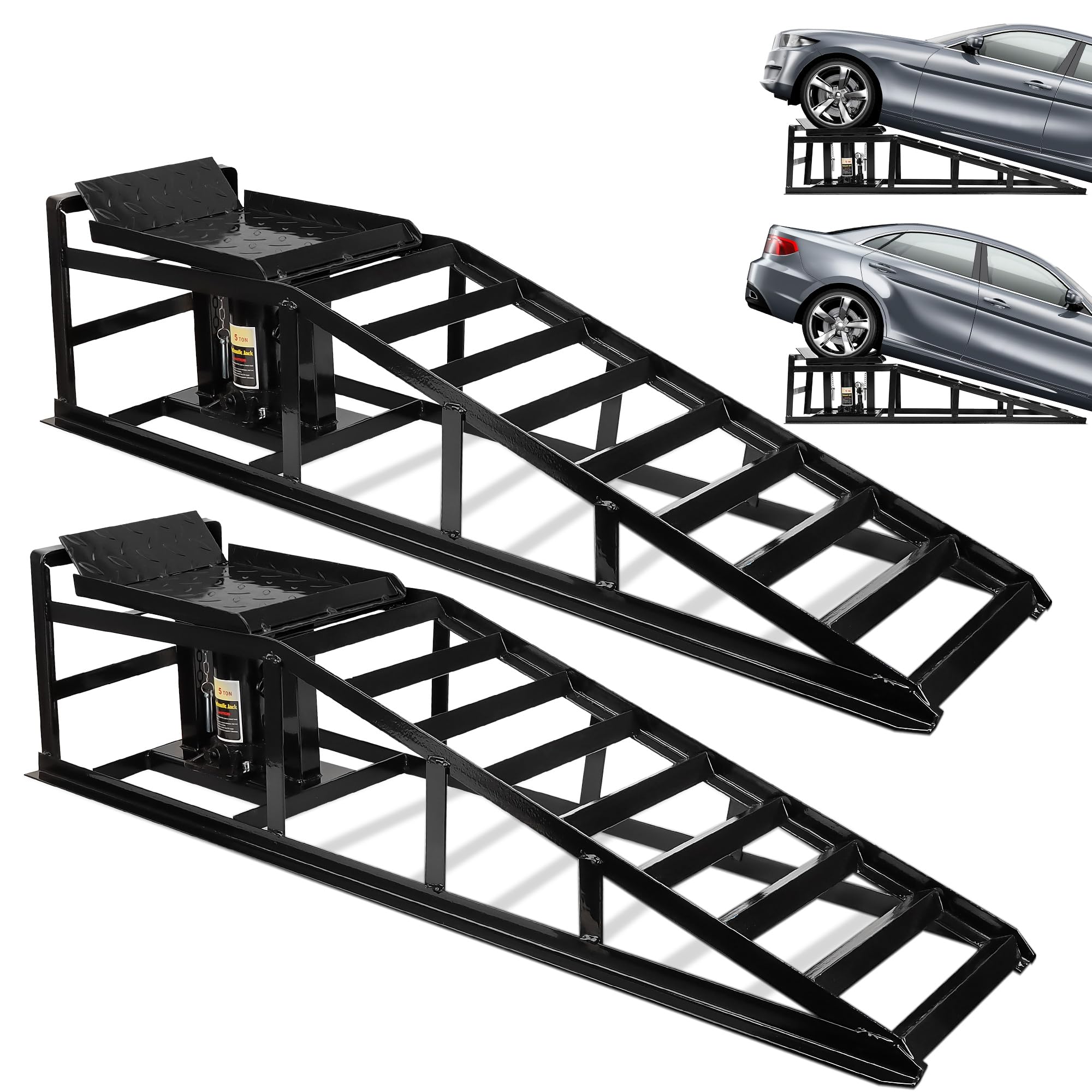 External Lift Ramp 11000 Lb Vehicle Lift Ramps 2pcs 5T Hydraulic Car Ramps, Heavy Duty ...