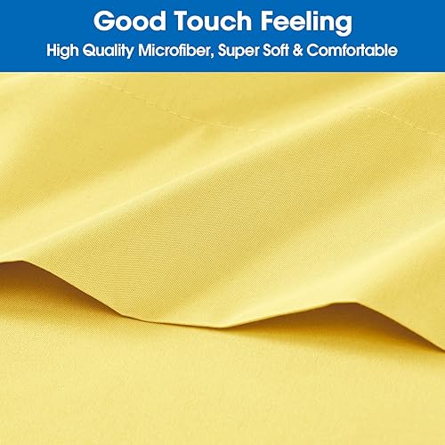 Miniatura 2 de HOMEIDEAS Juego de sábanas de 6 piezas (tamaño King, amarillo), 1800 sábanas de lujo de microfibra cepillada suave, bolsillos profundos, fácil