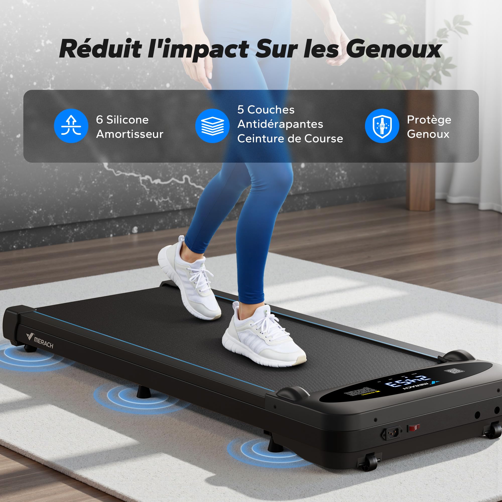 MERACH Tapis de course sous bureau 2 en 1 10 km/h 40 dB silencieux avec télécommande
