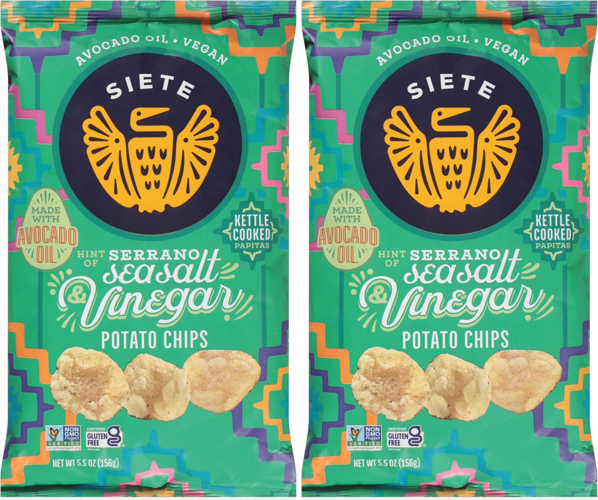 Siete Potato Chips Sea Salt Vinegar 5.5 OZ (Pack of 2)