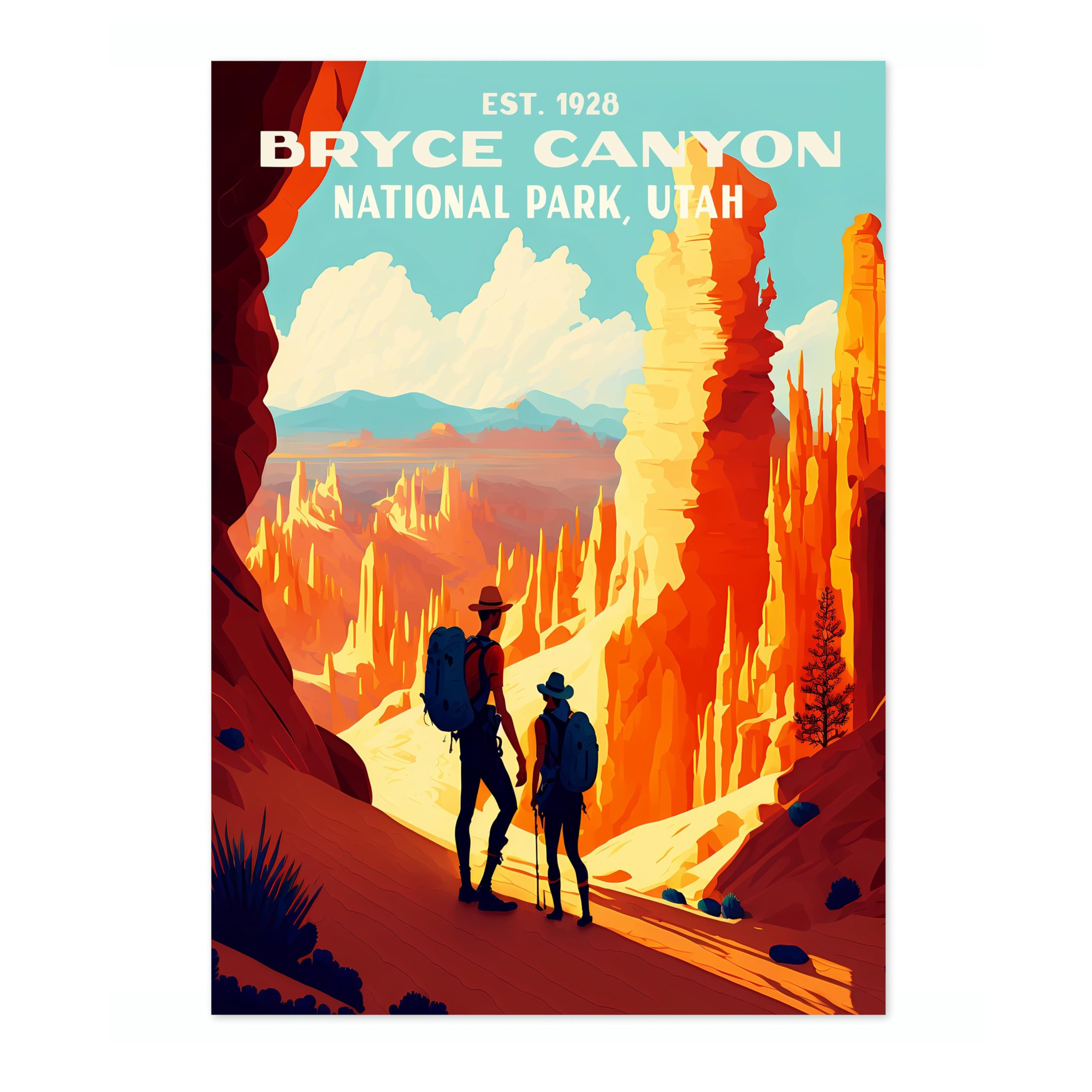 Animato Bryce Canyon, Utah National Park Posters, Modern Nature Mountain Hikers Campers Living Room Decor Print, Archival Matte, A4 (Print Only) - 29.7x21cm