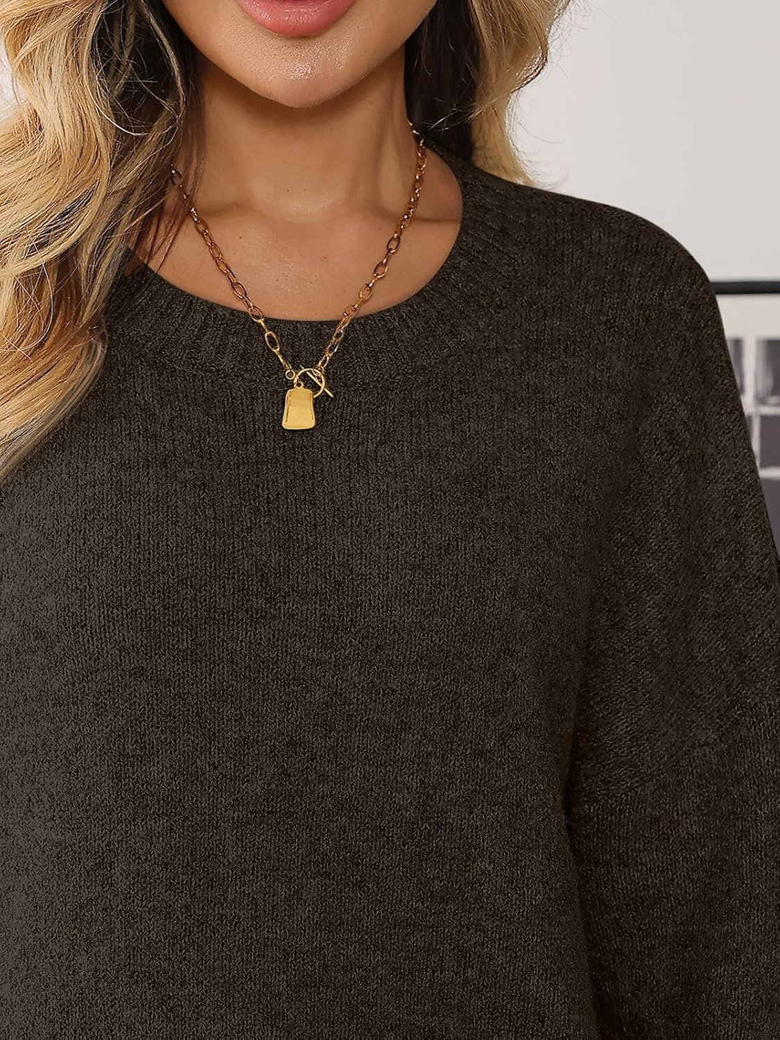 LILLUSORY Womens Oversized Tunic Sweaters Winter Cozy Tops Cute Chunky Crewneck Plus Size Pullover Long Sleeve Clothes - Image 5