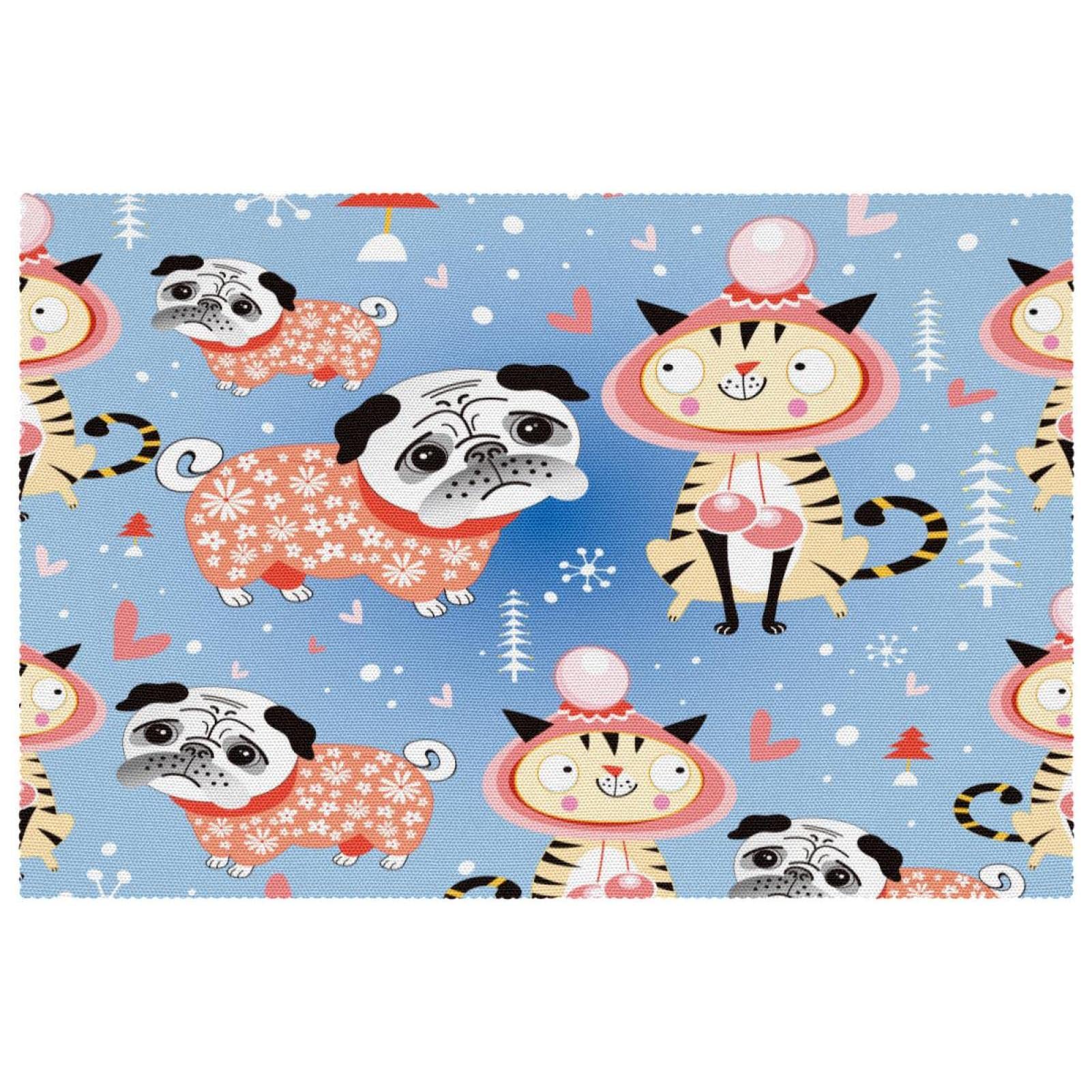 Set de table anti tache tissu Oxford résistant chaleur motif tigre carlin