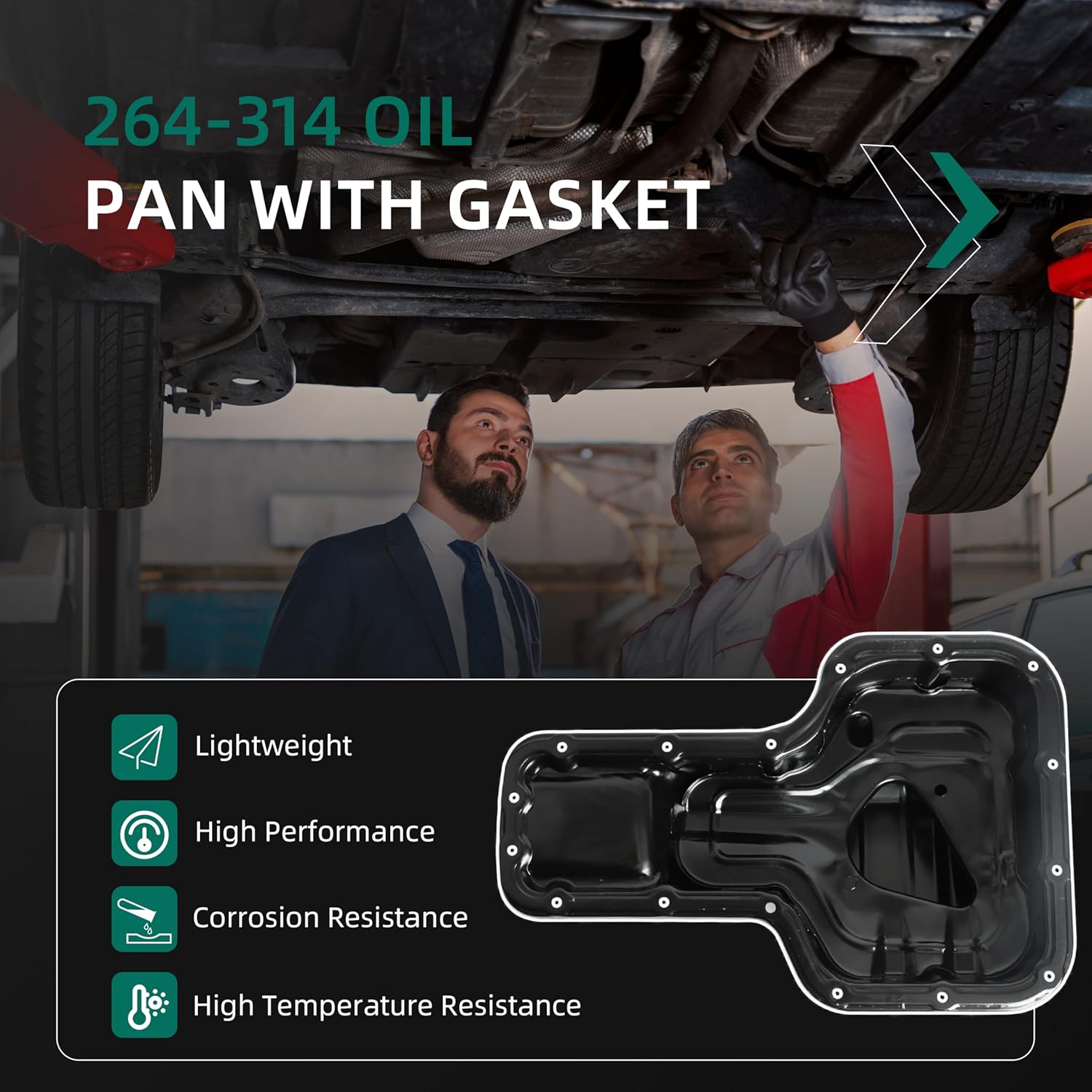 264-314 Oil Pan with Gasket Fit for Chevy Prizm, Fit for Pontiac Vibe, Fits for Toyota Celica for Corolla for Matrix for MR2 Spyder L4 1.8L 1998-2008 OE #264314 121010D010