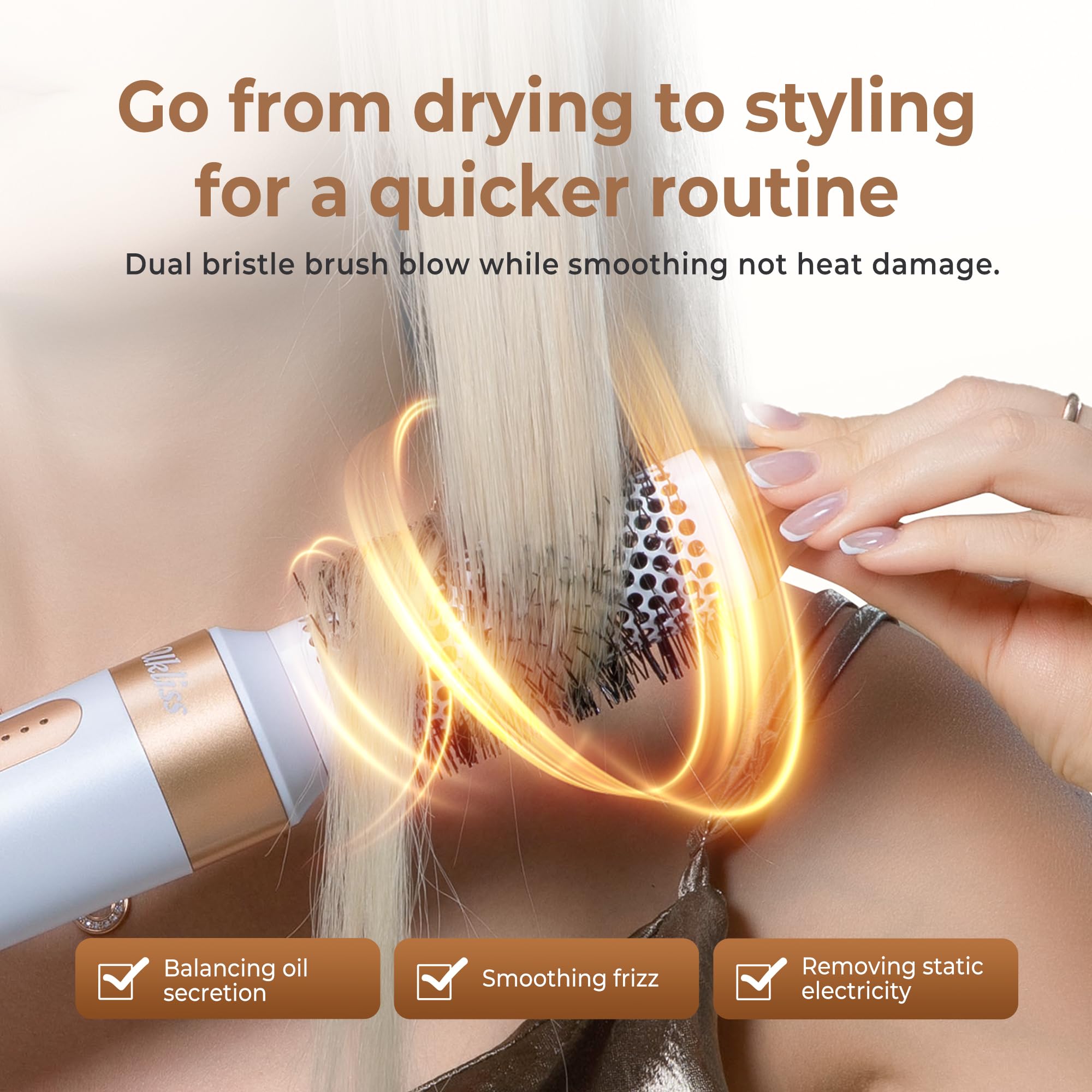UKLISS 7 in 1 Hairstyler Hair Styler Set Haarstyler Föhn mit Diffusor | mit 110000 U/Min Haartrockner, Airflow Automatischer Lockenstab, Rundbürstenföhn, Stylingbürsten für Alle Haartypen