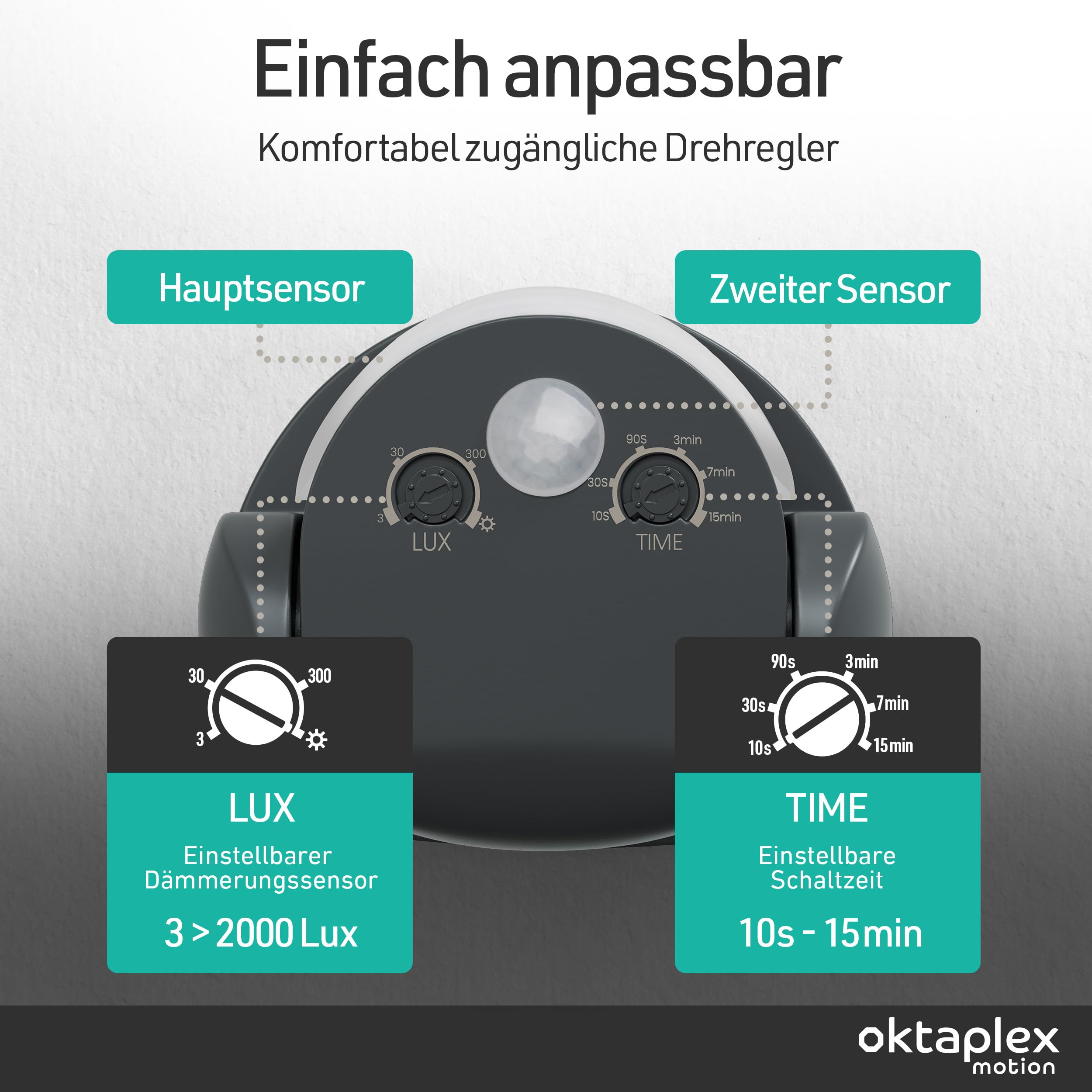 Oktaplex Bea 2er Set Bewegungsmelder Aussen IP65 inkl. Eckwandhalterung