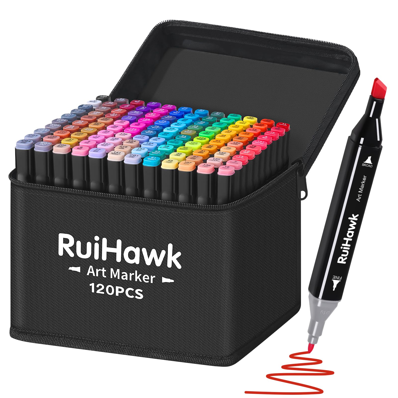 Rotulador de 120 Colores, Rotuladores Doble Punta, 2S Secado Rápido Marcadores Permanente con Bolsa de Almacenamiento y Espaciador, Rotuladores Alcohol para Bocetos, Cómics, Colorear