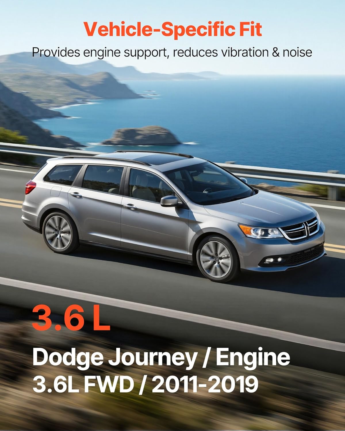 VEVOR Engine Motor Mount and Transmission Mount Kit Replacement, Set of 4, Compatible with 2011–2019 Dodge Journey 3.6L FWD, Replace OE# A5551, A5443, A5632, A5543, Secure Support