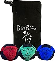 Vista 3 de DIRTBAG Classic Footbag Hacky Sack Paquete de 3 con bolsa, único, juego de bolsas de pies con bolsa de transporte exclusiva.