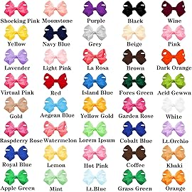 Oaoleer 40Pcs 3 Grosgrain Ribbon Alligator Clips, Barrettes & Hair Accessories for Baby Girls, Infants, Toddlers, Kids, Teens, Children (3 Inch, 40 Colors)