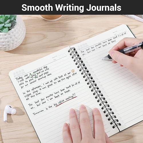 Miniatura 6 de EUSOAR - Cuaderno rayado A5 con espiral, para escritura, viajes, notas, diario, bocetos, para estudiantes, oficina, negocios, tapa verde, paquete de