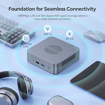 Mini PC with Intel Alder Lake N95, 4 Cores 3.4GHz, 8GB RAM 256GB SSD Mini Computer, Dual HDMI 4K@60Hz/ 1000Mbps LAN/ WiFi5/ USB3.2 Micro PC for Business/Home Desktop Computer