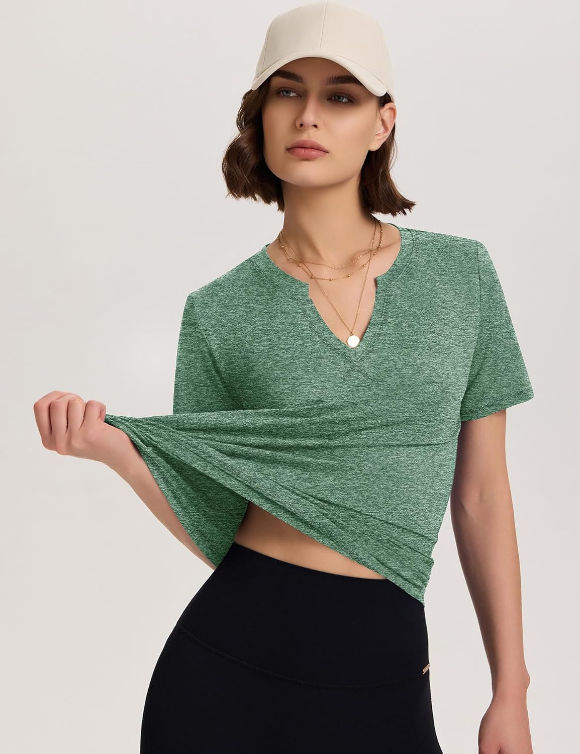 TCOT Workout Tops for Women V Neck Short Sleeve Hiking T-Shirts Yoga Shirts Athletic Top Exercise Shirt - Image 2